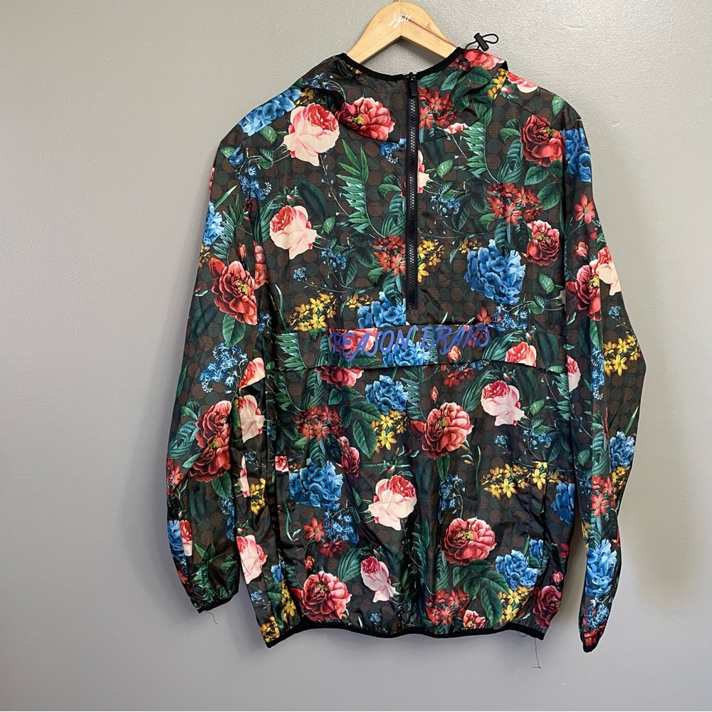 Reason women’s Large pullover jacket floral colorful black